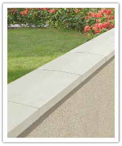 Optipose weathered interlocking wall copings - off-white - in reconstructed stone