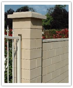 Smooth finish pillar and walling - bathstone - in reconstructed stone